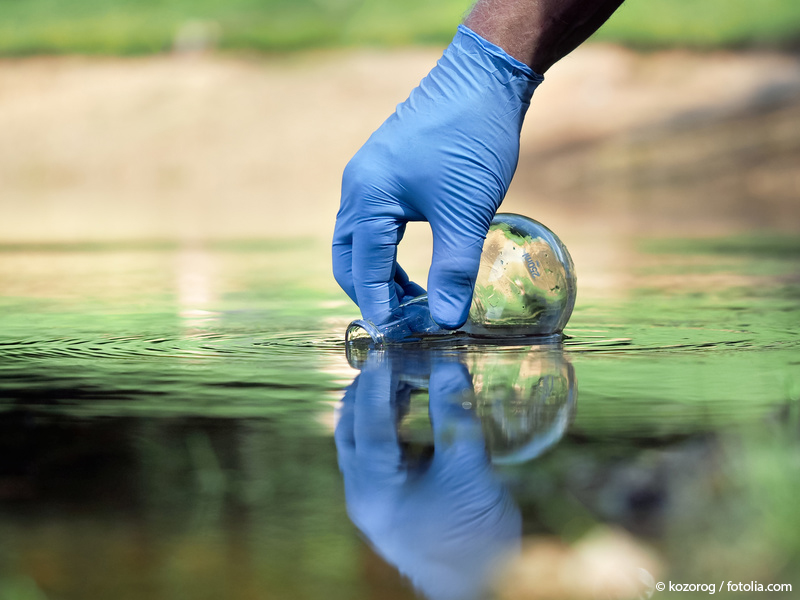 Close-up of a water sampling 